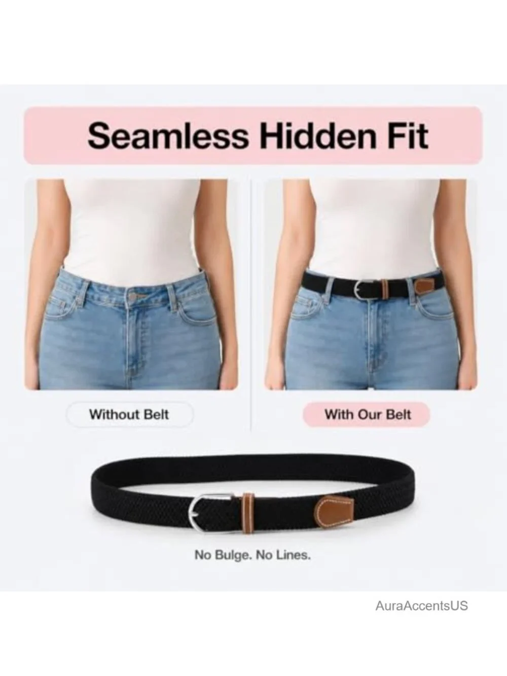Braided Stretch Belt 4 Pack for Women Men Adjustable Elastic Waist Belts